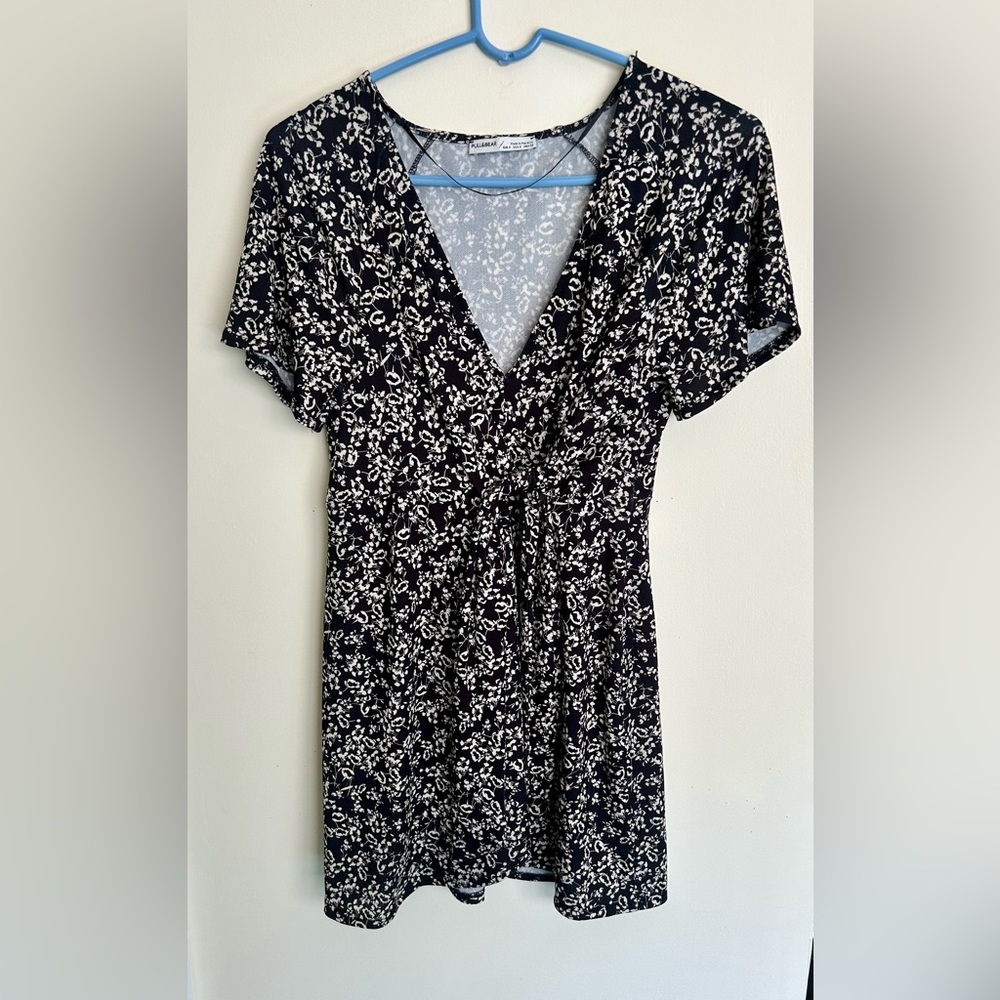 Pull&Bear Black and White Casual Mini Sundress